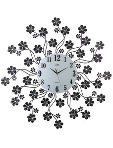 Paprskovité kovové skleněné designové květinové hodiny JVD HJ85