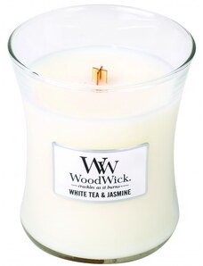 WoodWick White Tea & Jasmine vonná svíčka s dřevěným knotem 275 g