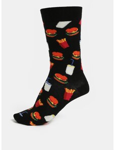 Černé vzorované unisex ponožky Happy Socks Hamburger