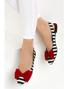 Fox Shoes Black and White Red Women's Flats