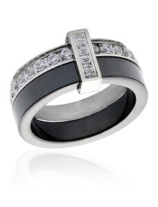 Dámský keramický prsten se zirkony černý S429160