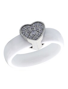 Dámský keramický prsten srdce se zirkony S431160