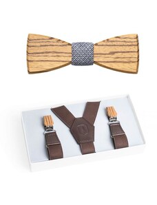 BeWooden Set dřevěného motýlka Dolor a elegantních kšand Dolor Suspenders