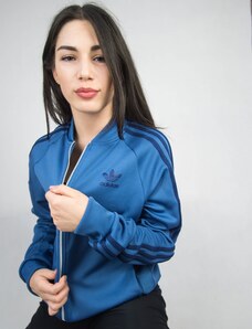 Mikina adidas Originals Zip Stripes Unisex Modrá