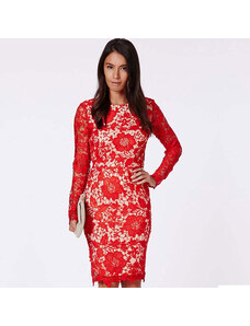 LM moda A Pouzdrové společenské šaty, červené krajkované 0085