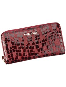 Lesklá celozipová kožená tmavěčervená peněženka Gregorio FS-119