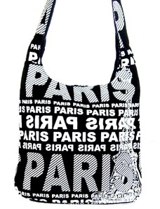Mahel Moderní látková crossbody taška PARIS s bílým potiskem