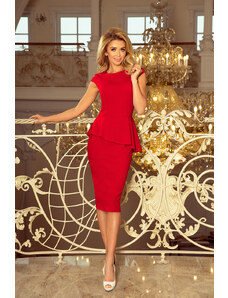numoco Elegantní červené midi šaty s volánkem model 6267541