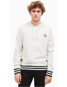 Calvin Klein pánské mikina hoodie s kapucí Smart Iconic bílá