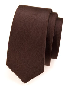 Avantgard Hnědá slim matná jednobarevná kravata