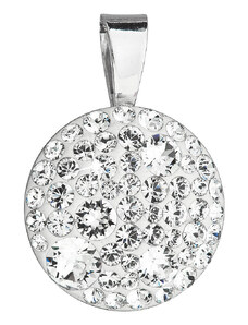 EVOLUTION GROUP Stříbrný přívěsek s krystaly Swarovski bílý kulatý 34225.1