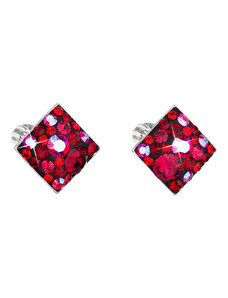 EVOLUTION GROUP Stříbrné náušnice pecka s krystaly Swarovski červený kosočtverec 31169.3 cherry