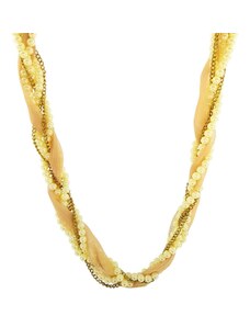 GIIL Zlatý perlový náhrdelník protkaný látkou