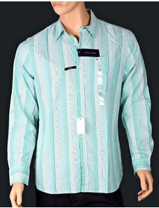 Tommy Hilfiger original pánská košile Custom Fit stripe zelená multi
