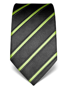 Antracitová kravata Vincenzo Boretti 22005 - zelený proužek