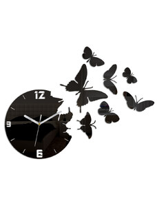 M.Clock Nástěnné tiché akrylové hodiny motýli 45x60cm různé barvy