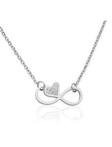BM Jewellery Dámský náhrdelník nekonečno se srdcem a zirkony Valentýn z chirurgické oceli S537060