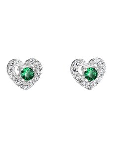 Šperky pro tebe Stříbrné náušnice Smaragdové srdce