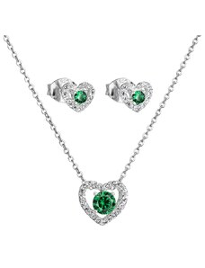Šperky pro tebe Stříbrný set Smaragdové srdce