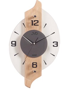 Netikající tiché dřevěné skleněné hodiny JVD NS18007/68 s tichým chodem
