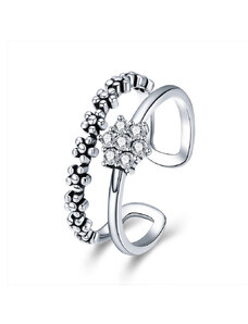 P&J Jewellery Stříbrný prsten Oslnivá květina SRUNI12