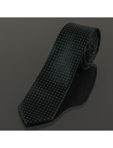 AMJ Kravata pánská úzká kostičkovaná KI0500, černá
