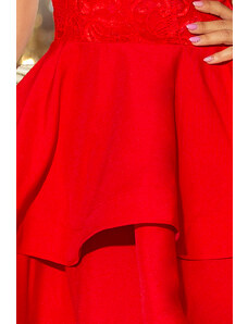numoco Červené dámské dvojitě rozšířené šaty s krajkovou vrchní částí model 6361545