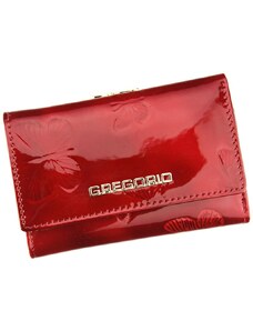 ELOAS Červená menší dámská kožená peněženka s motýly RFID v dárkové krabičce