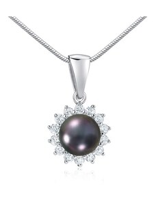 Silvego Stříbrný přívěsek s přírodní černou perlou v barvě Tahiti LPS0156BP
