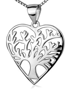 4U Stříbrný náhrdelník strom života v srdíčku