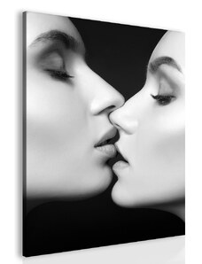 Malvis Černobílý obraz polibek ženy