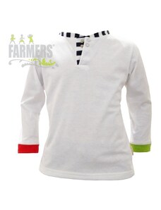 FARMERS Dětské tričko se stojáčkem NAVY - bílé dlouhý rukáv