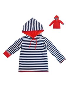 FARMERS Dětské tričko s kapucí DOUBLE FACE navy námořník-red