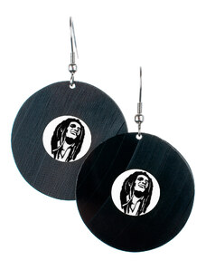 Lovemusic Visací náušnice vinyl - bílé - Bob Marley: Bílá