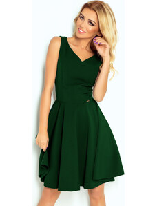 NUMOCO Zelené šaty s výstřihem do V ARIANNA Tmavě zelená