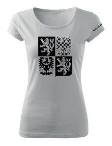DRAGOWA dámské krátké tričko český velký znak, bílá 150g/m2