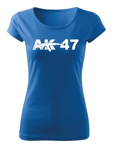 DRAGOWA dámské krátké tričko ak47, modrá 150g/m2