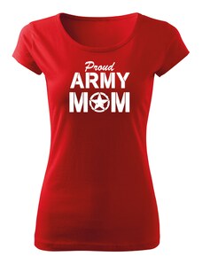 DRAGOWA dámské krátké tričko army mom, červená 150g/m2