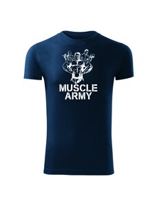 DRAGOWA fitness tričko muscle army team, modrá 180g/m2