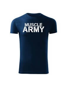 DRAGOWA fitness tričko muscle army, modrá 180g/m2
