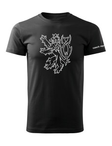 DRAGOWA krátké tričko český lev, černá 160g/m2