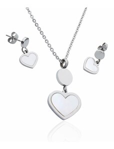 BM Jewellery Dámský set náhrdelník a náušnice srdce Valentýn z chirurgické oceli S583130