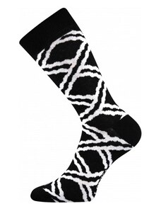 Lonka Černé pánské ponožky s bílými čárami