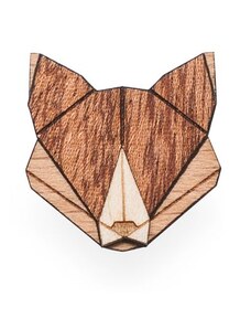 BeWooden Dřevěná brož Fox Brooch