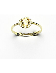 Čištín s.r.o. Zlatý prsten, žluté zlato, přírodní citrín, čiré zirkony, T 1495