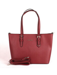 Tmavěčervená velká elegantní pevná kabelka na rameno FLORA&CO F9126