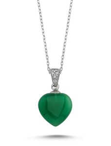 OLIVIE Stříbrný náhrdelník SRDCE GREEN 1890