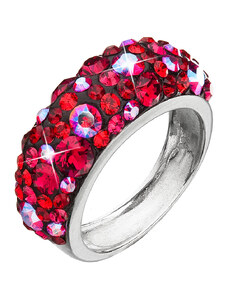 Evolution Group s.r.o. Stříbrný prsten s krystaly Swarovski červený 35031.3 cherry