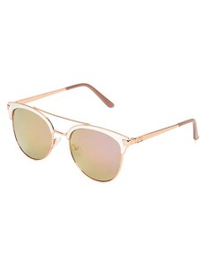 GUESS brýle Rose Gold-Tone Round Top-Bar Sunglasses, 11323