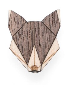 BeWooden Dřevěná brož Wolf Brooch